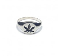 R002205 Sterling Silver Ring Cannabis Hallmarked Solid 925 Handmade Comfort Fit